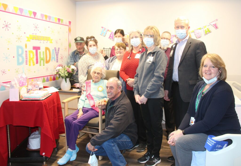 Woman celebrates 105th birthday at community memorial hospital.