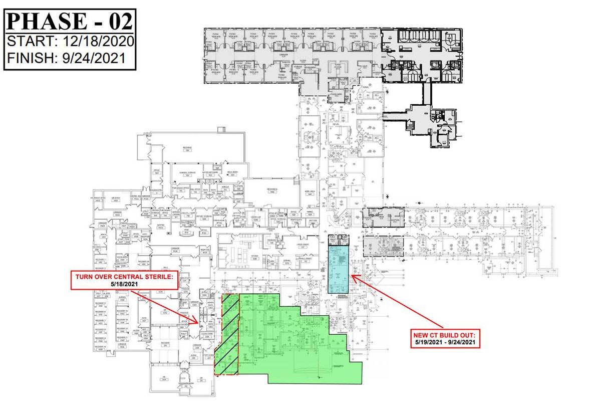 floor plan for phase 2 of community memorial hospital construction.