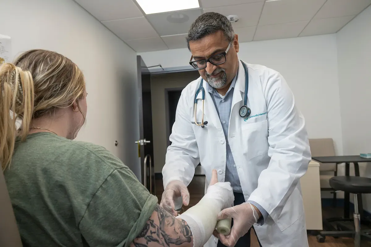 doctor putting on cast doctor putting on cast
