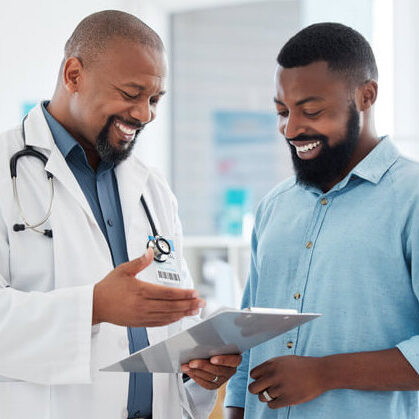 doctor discussing positive results with patient