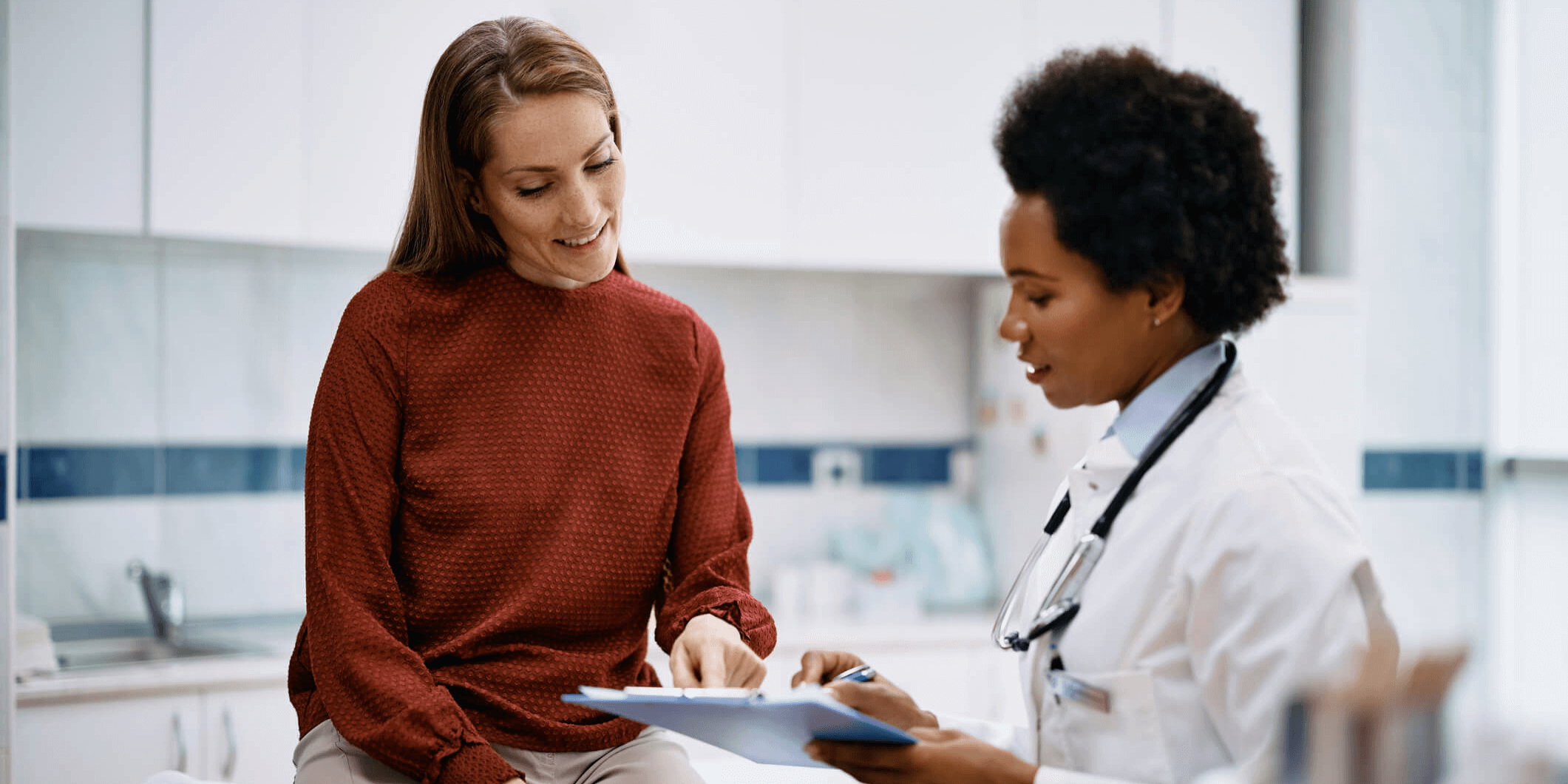 female patient with doctor